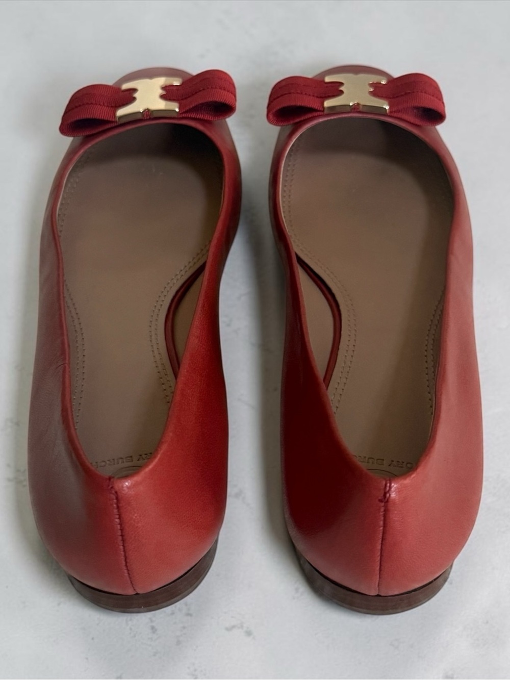 Tory Burch Liana Red Leather Ballet Flats with Ribbon Accent! Size 9.5 - Picture 4 of 10